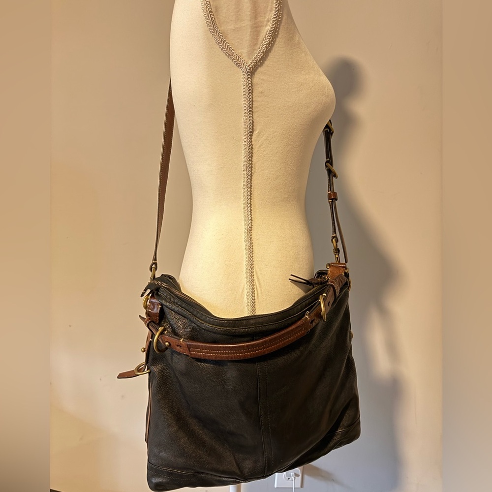 Coach Rare Dark Brown and Black Leather Convertible Shoulder Bag - Picture 11 of 14